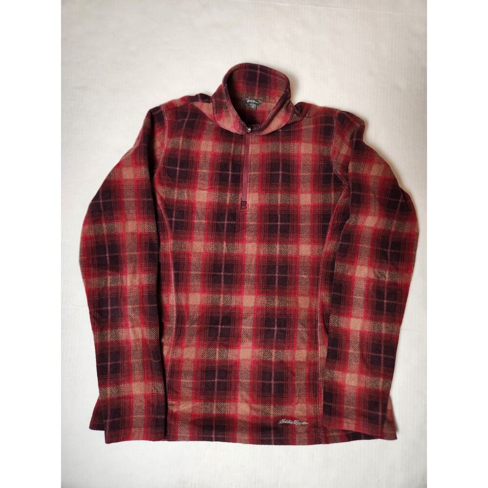 Eddie Bauer Women’s Plaid Quarter‑Zip Small